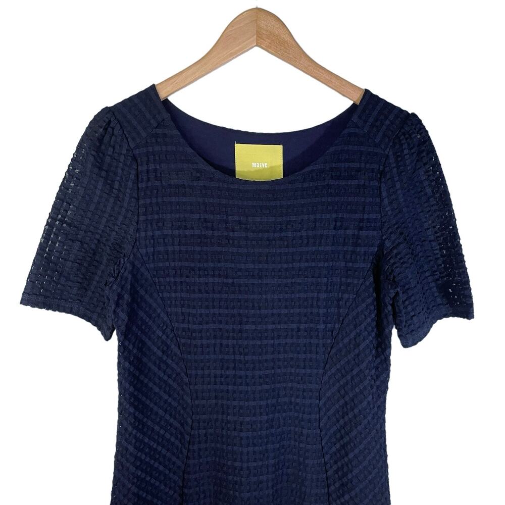 Anthropologie Maeve Seersucker Textured Short Sleeve Dress Blue M Minimalist - Picture 5 of 11
